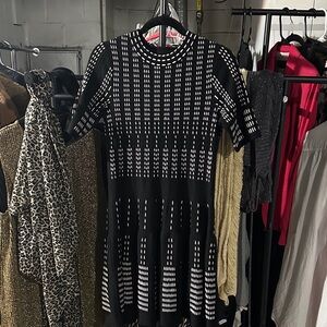 H&M Black and White Patterned Mini Dress